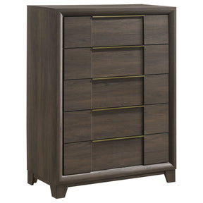 Farre Dark Brown 5-drawer Chest Of Drawers - Ornate Home