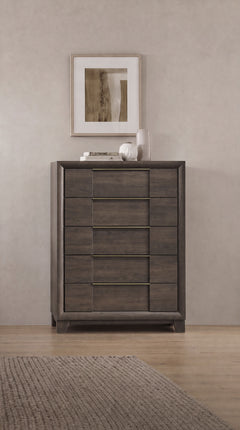 Farre Dark Brown 5-drawer Chest Of Drawers - Ornate Home