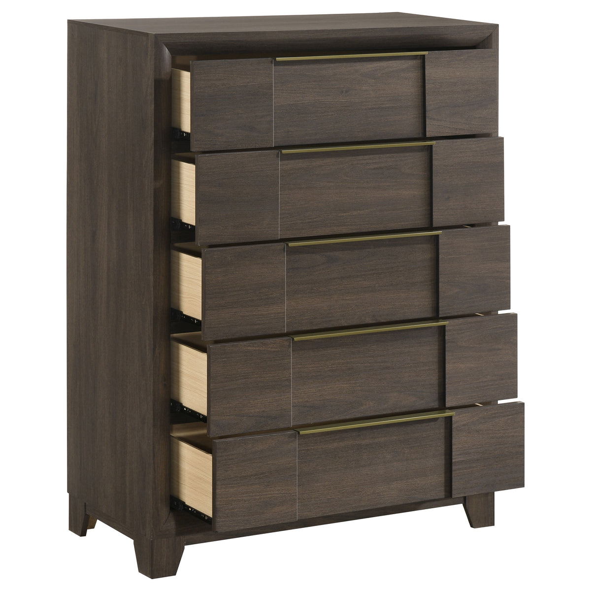 Farre Dark Brown 5-drawer Chest Of Drawers - Ornate Home