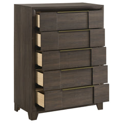 Farre Dark Brown 5-drawer Chest Of Drawers - Ornate Home