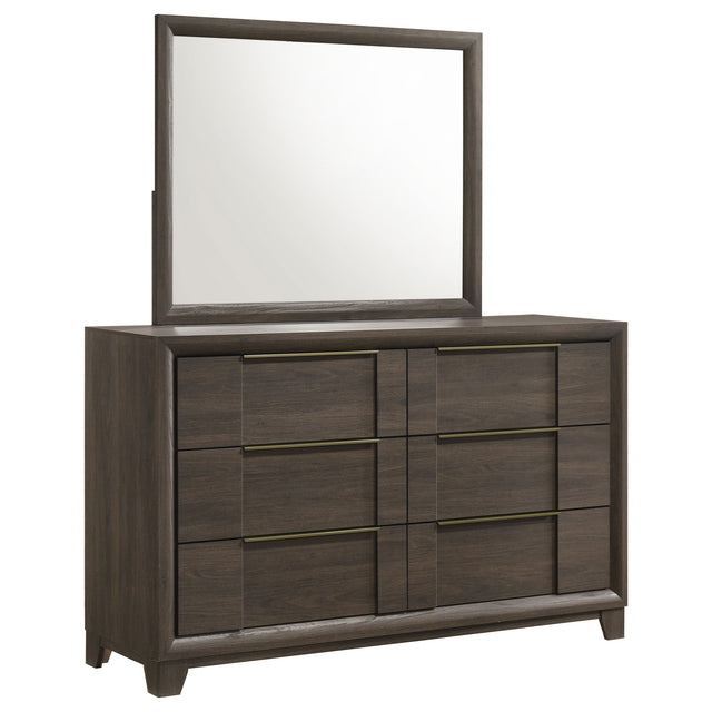 Farre Dark Brown 6-drawer Dresser With Mirror - Ornate Home
