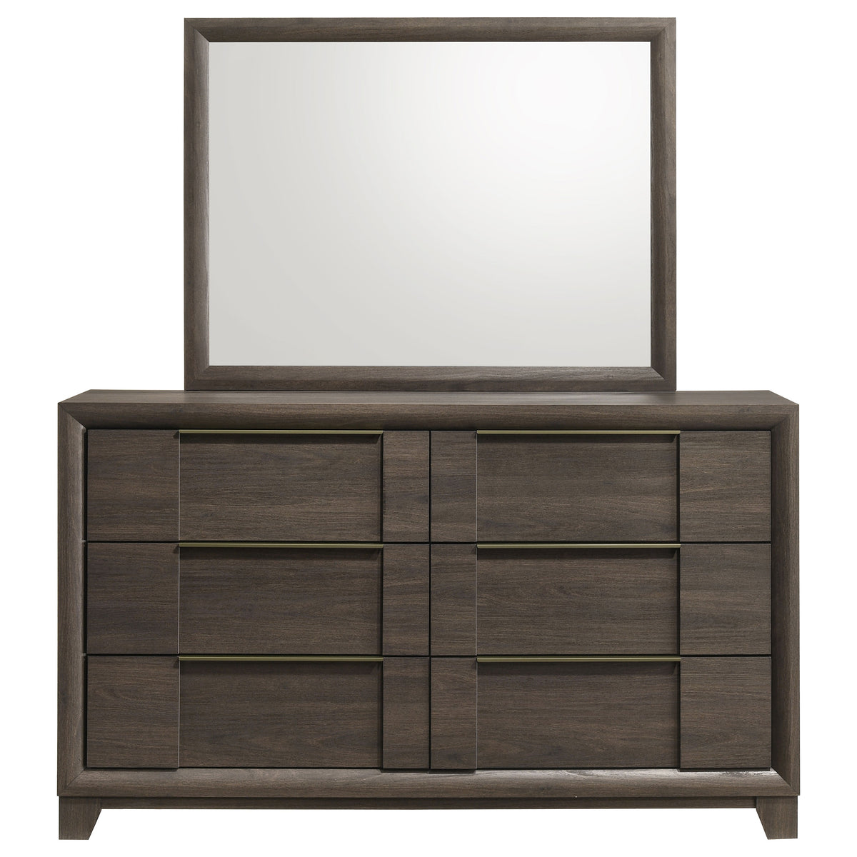 Farre Dark Brown 6-drawer Dresser With Mirror - Ornate Home