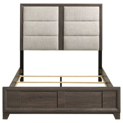 Farre Dark Brown Eastern King Upholstered Platform Panel Bed - Ornate Home
