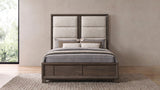 Farre Dark Brown Queen Upholstered Platform Panel Bed - Ornate Home