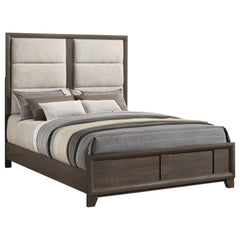 Farre Dark Brown Queen Upholstered Platform Panel Bed - Ornate Home