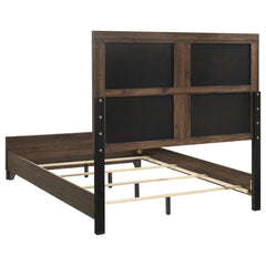 Farre Dark Brown Queen Upholstered Platform Panel Bed - Ornate Home