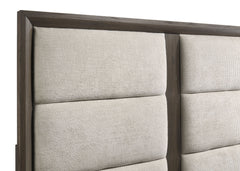 Farre Dark Brown Queen Upholstered Platform Panel Bed - Ornate Home