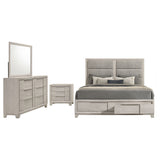 Farre Washed Grey 4-Piece Eastern King Bedroom Set - Ornate Home