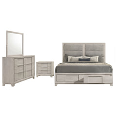 Farre Washed Grey 4-Piece Eastern King Bedroom Set - Ornate Home