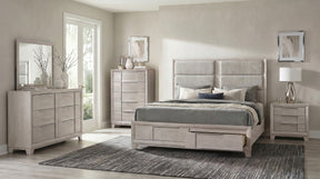 Farre Washed Grey 5-Piece Eastern King Bedroom Set - Ornate Home