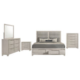 Farre Washed Grey 5-Piece Eastern King Bedroom Set - Ornate Home