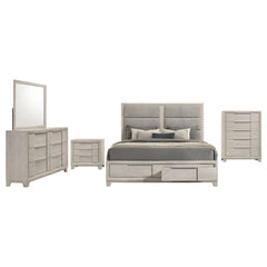 Farre Washed Grey 5-Piece Queen Bedroom Set - Ornate Home