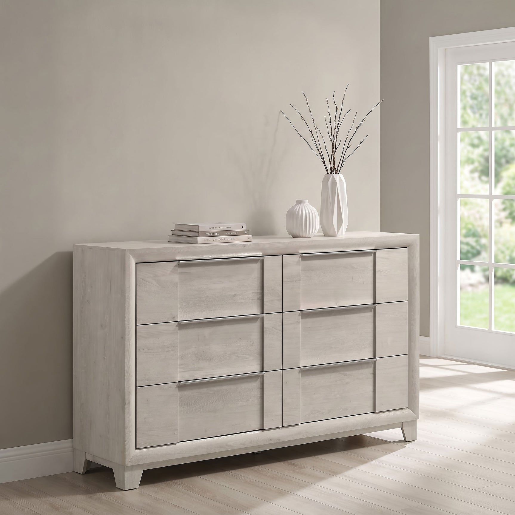 Farre Washed Grey 6-drawer Dresser - Ornate Home