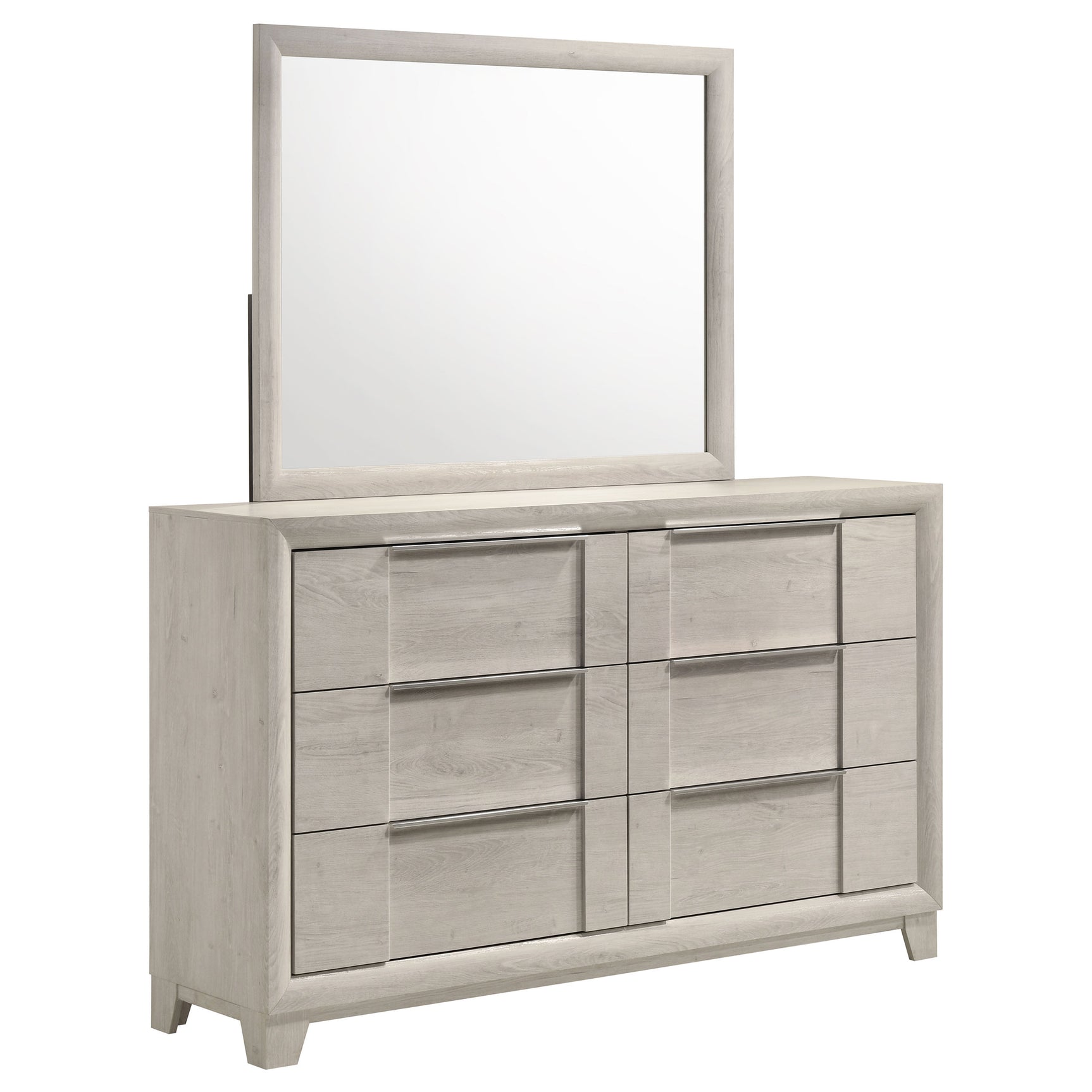Farre Washed Grey 6-drawer Dresser With Mirror - Ornate Home