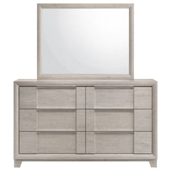 Farre Washed Grey 6-drawer Dresser With Mirror - Ornate Home