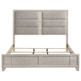 Farre Washed Grey Eastern King Upholstered Platform Panel Bed - Ornate Home