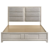 Farre Washed Grey Eastern King Upholstered Storage Platform Bed - Ornate Home
