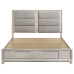 Farre Washed Grey Eastern King Upholstered Storage Platform Bed - Ornate Home