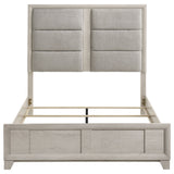 Farre Washed Grey Queen Upholstered Platform Panel Bed - Ornate Home