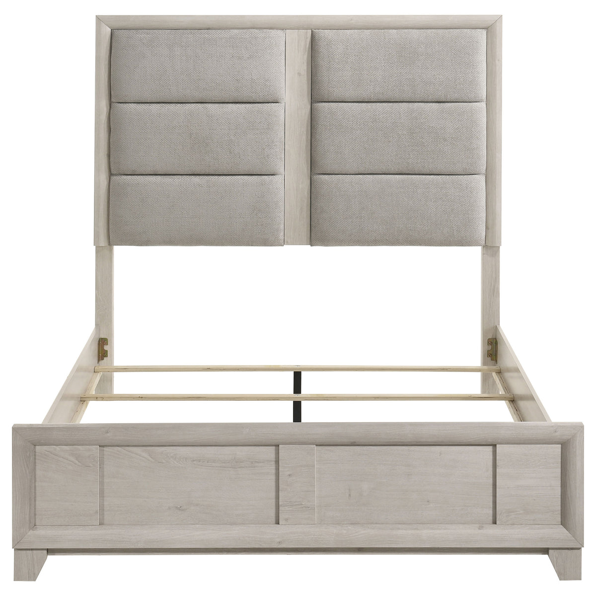 Farre Washed Grey Queen Upholstered Platform Panel Bed - Ornate Home