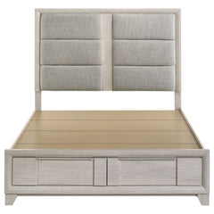 Farre Washed Grey Queen Upholstered Storage Platform Bed - Ornate Home