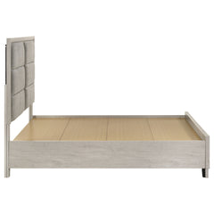 Farre Washed Grey Queen Upholstered Storage Platform Bed - Ornate Home