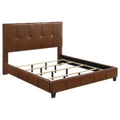 Farrell Brown California King Leatherette Panel Bed - Ornate Home