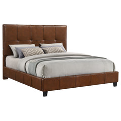 Farrell Brown California King Leatherette Panel Bed - Ornate Home