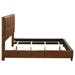 Farrell Brown California King Leatherette Panel Bed - Ornate Home
