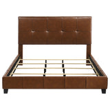 Farrell Brown Eastern King Leatherette Upholstered Panel Bed - Ornate Home