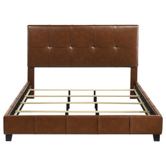 Farrell Brown Eastern King Leatherette Upholstered Panel Bed - Ornate Home