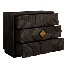 Faulkner Black/Brass 3 Drawer Modern Chest - Ornate Home