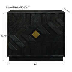 Faulkner Black/Brass 3 Drawer Modern Chest - Ornate Home