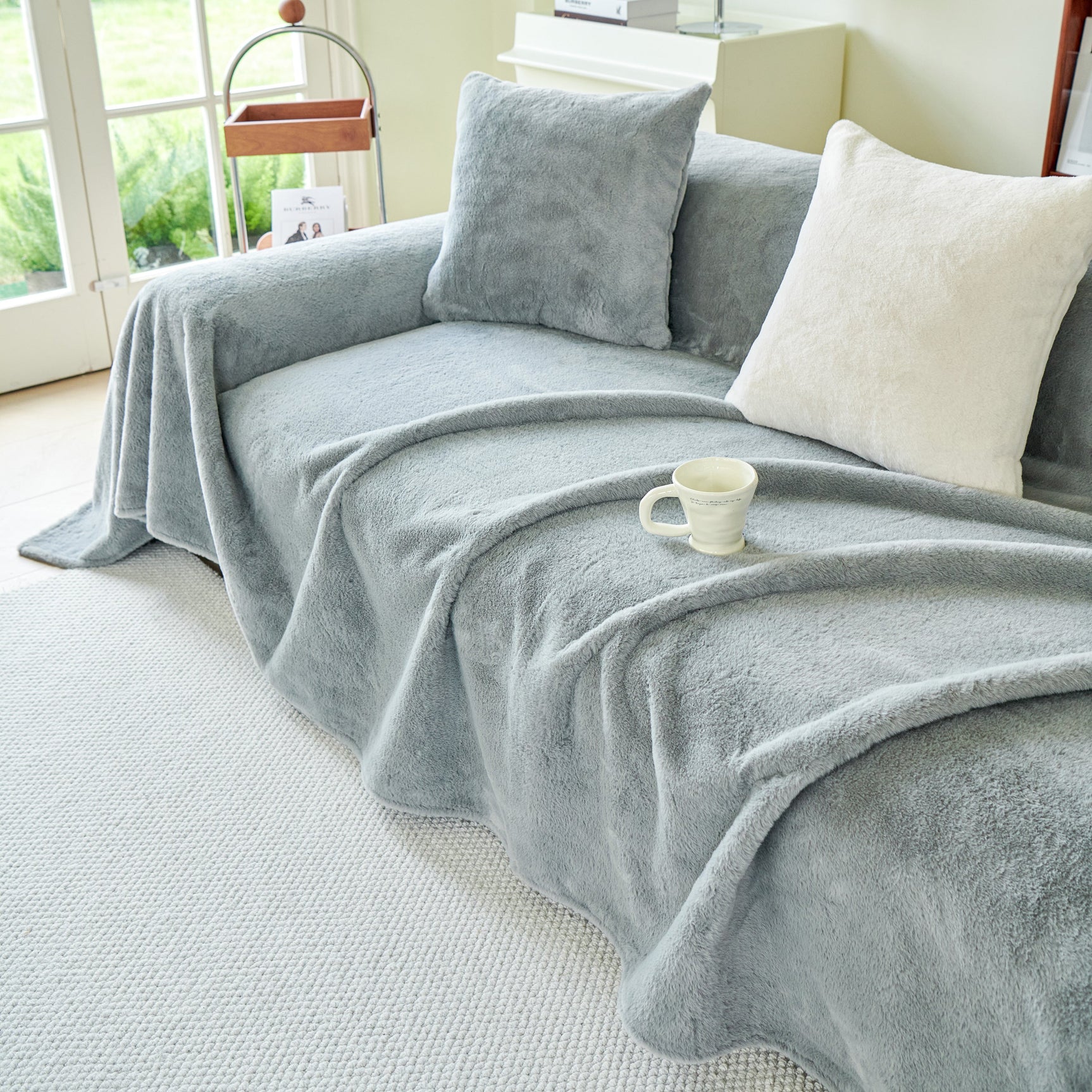Faux Fur Smooth Plush Comfy Couch Covers, Soft Thicked Durable Blankets and Throws for Sofas - Ornate Home