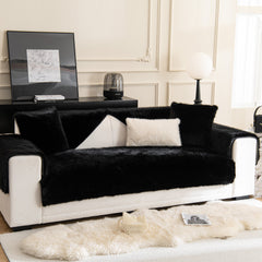 Faux Mink Velvet Luxury Fluffy Sofa Cushion, Winter Warm Thick Plush Non-slip Sofa Covers - Ornate Home