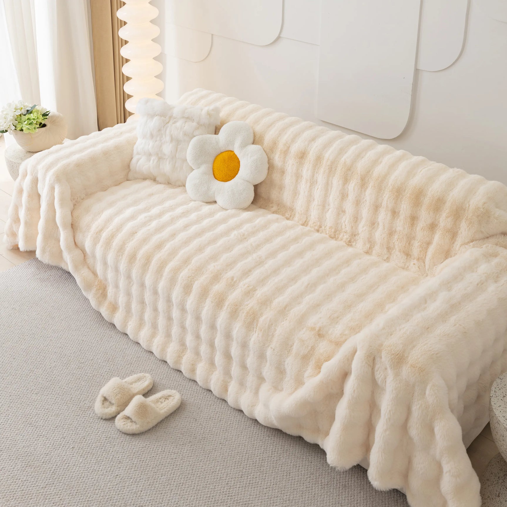 Faux Rabbit Fur Throws for Sofas, Stylish Throw Blankets for Couch and Couch Throw Cover - Ornate Home