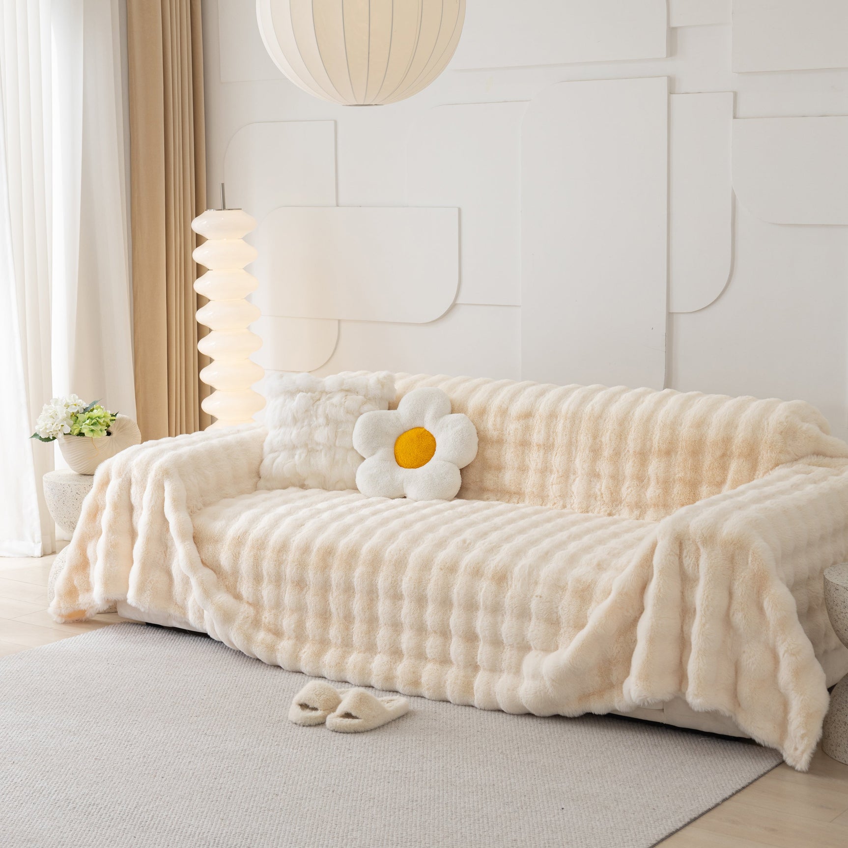 Faux Rabbit Fur Throws for Sofas, Stylish Throw Blankets for Couch and Couch Throw Cover - Ornate Home