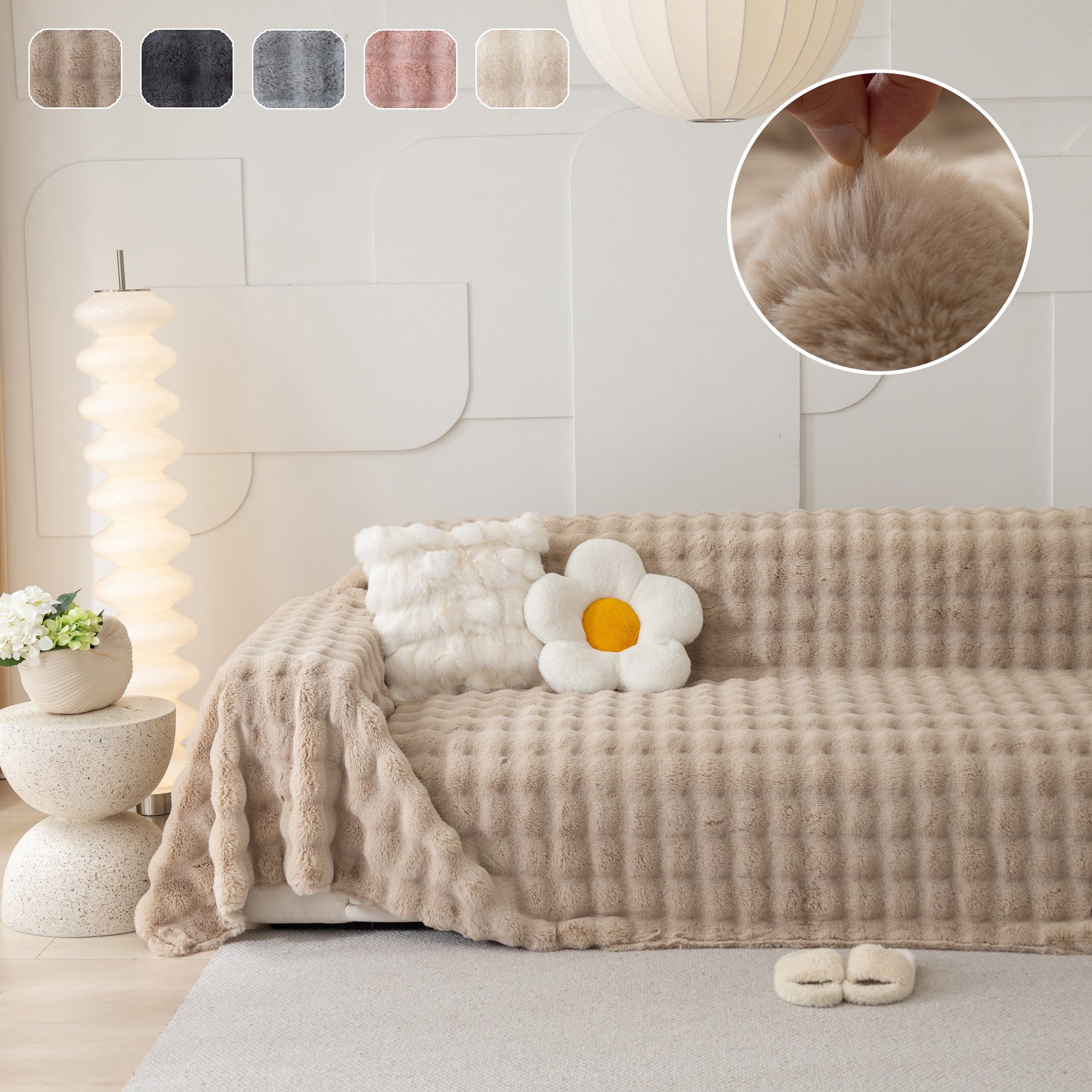 Faux Rabbit Fur Throws for Sofas, Stylish Throw Blankets for Couch and Couch Throw Cover - Ornate Home