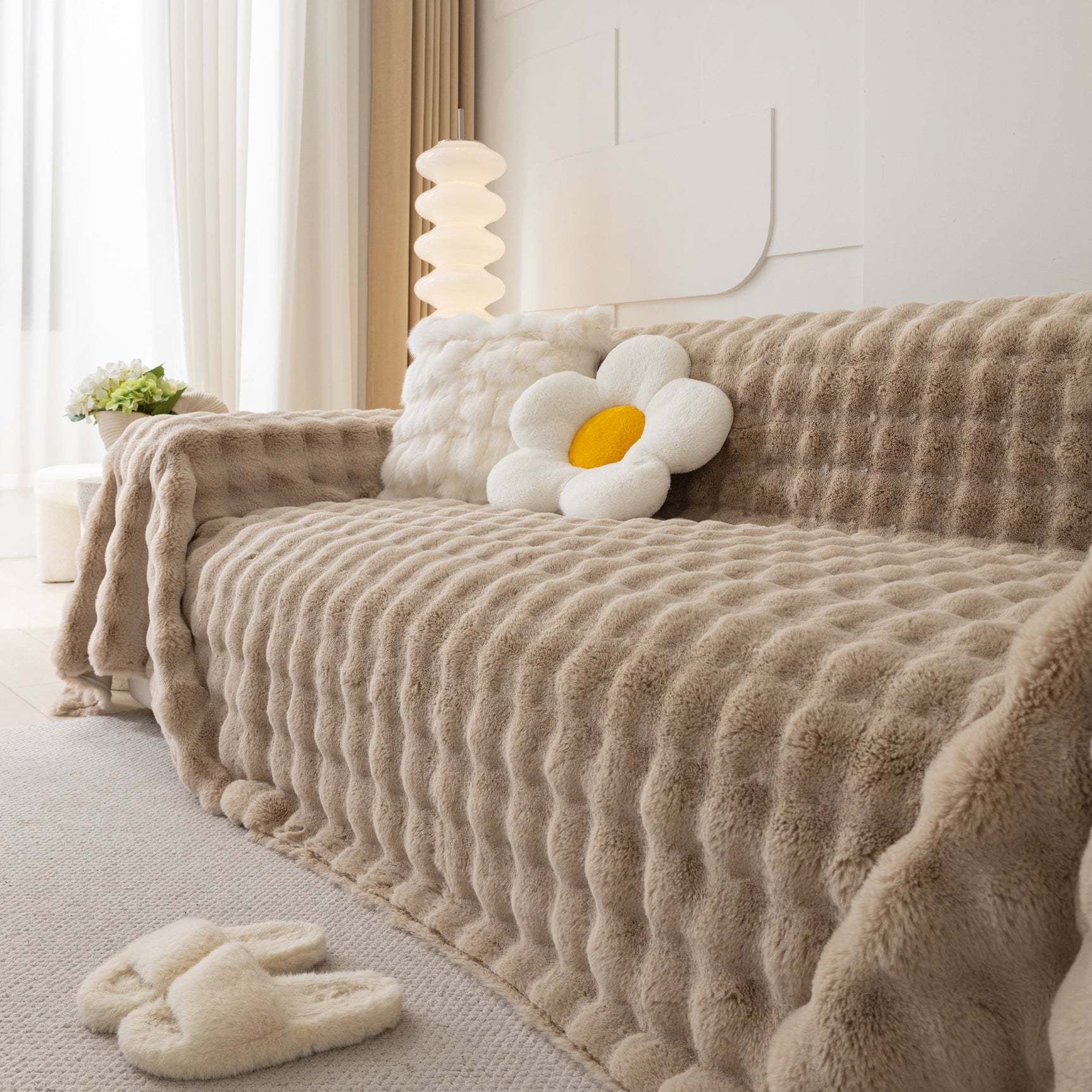 Faux Rabbit Fur Throws for Sofas, Stylish Throw Blankets for Couch and Couch Throw Cover - Ornate Home