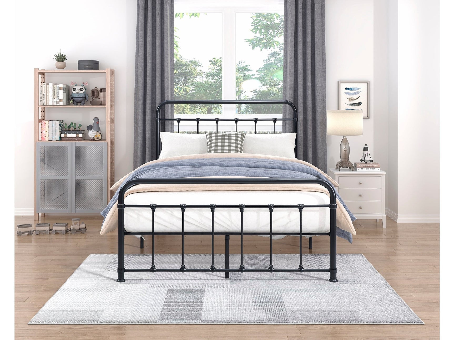 Fawn Black Metal Full Bed Frame - Ornate Home