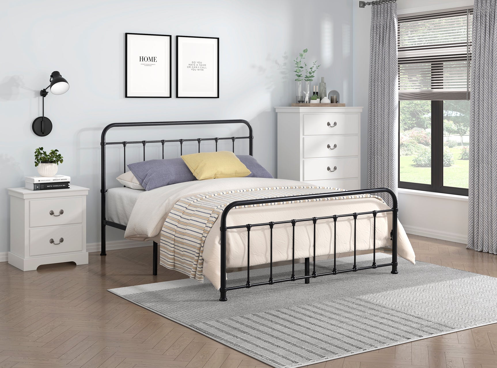 Fawn Black Queen Platform Bed - Ornate Home