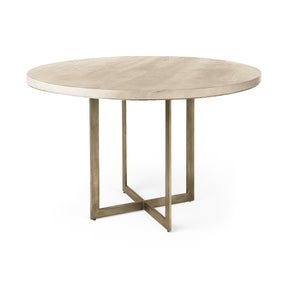 Faye Beige/Antiqued Gold 48" Round Dining Table - Ornate Home