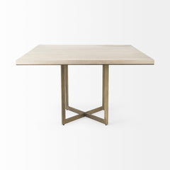 Faye Beige/Antiqued Gold Square Dining Table - Ornate Home