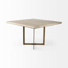 Faye Beige/Antiqued Gold Square Dining Table - Ornate Home