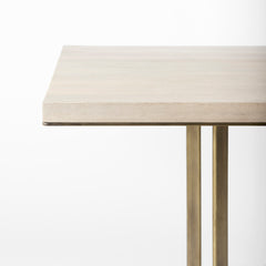 Faye Beige/Antiqued Gold Square Dining Table - Ornate Home
