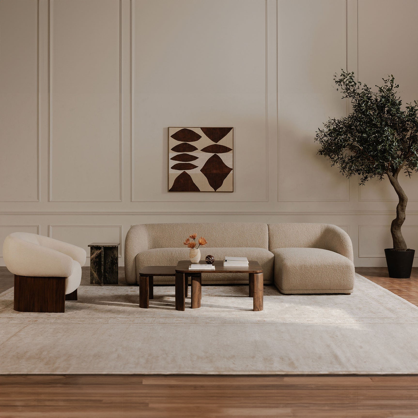 Faye Beige Boucle Right Sectional - Ornate Home