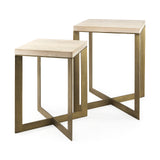 Faye Beige/Gold Wood Accent Tables (Set of 2) - Ornate Home