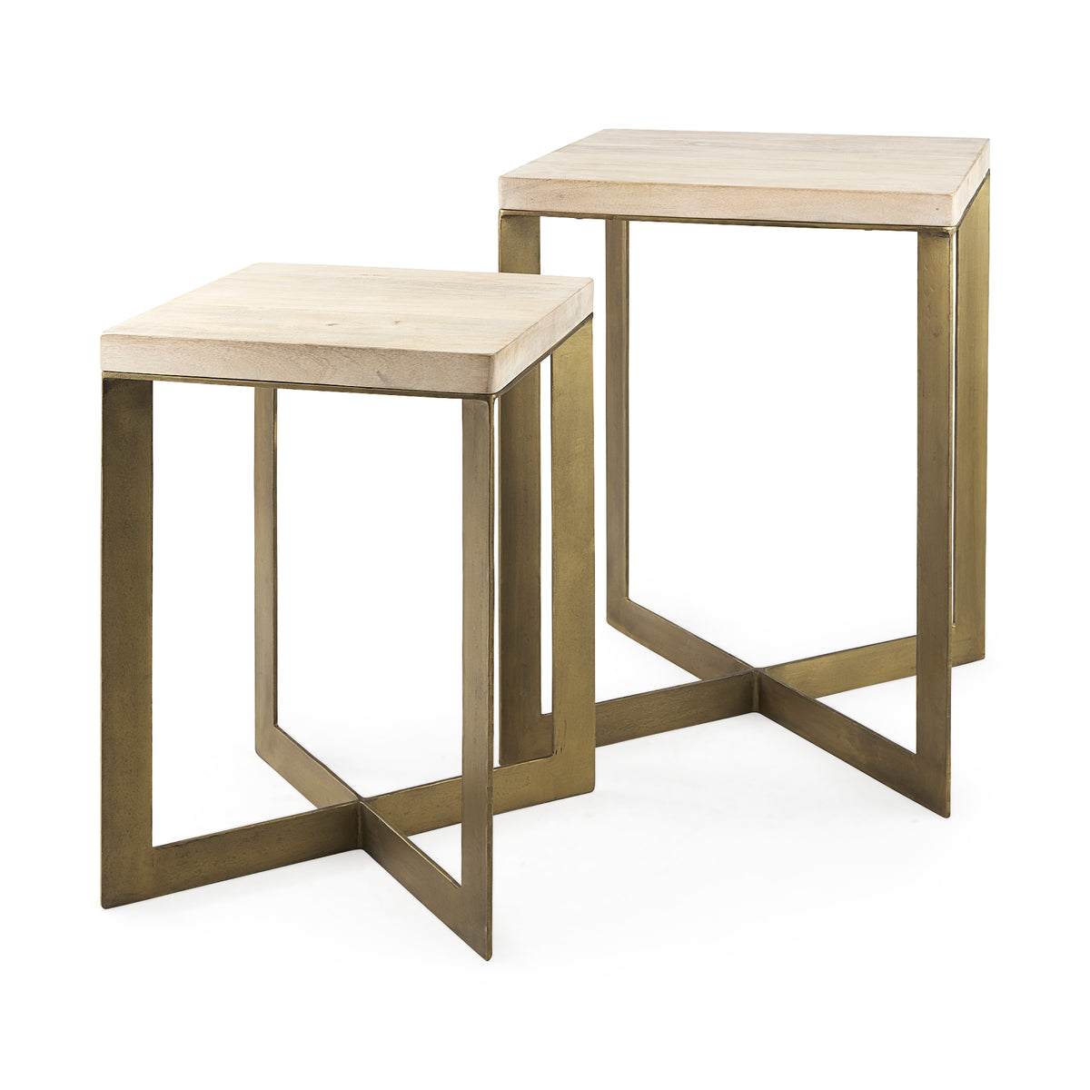 Faye Beige/Gold Wood Accent Tables (Set of 2) - Ornate Home