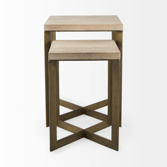 Faye Beige/Gold Wood Accent Tables (Set of 2)