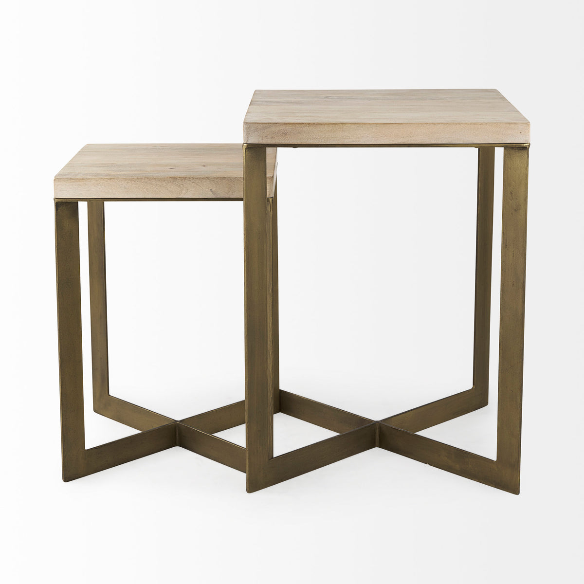 Faye Beige/Gold Wood Accent Tables (Set of 2) - Ornate Home